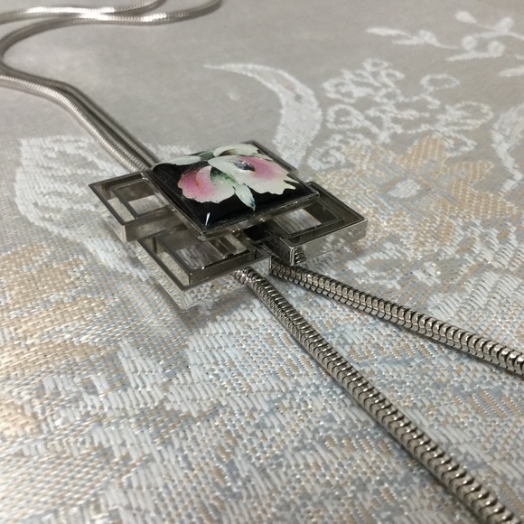 🌸 VNT Flower Lariat Necklace Sterling Silver - Picture 3 of 10